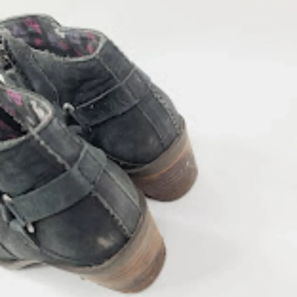 Teva Women's Black Foxy 1008317 Leather Block‎ Heel Ankle Bootie Size 10
